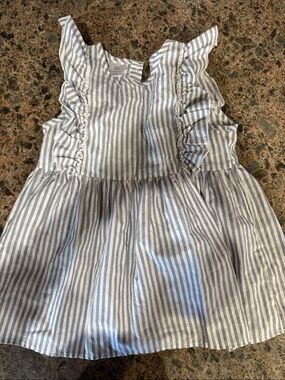Striped Ruffle Baby/Toddler Dress - Blue & White